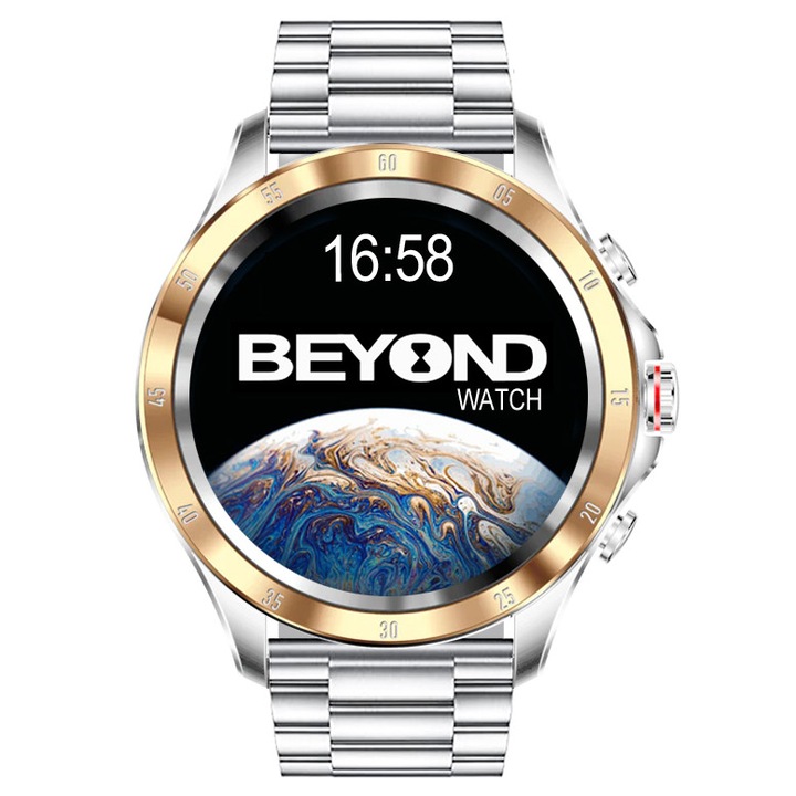 Ceas Smartwatch BEYOND Watch Earth 2 Series, Silver-Gold, Stainless Steel