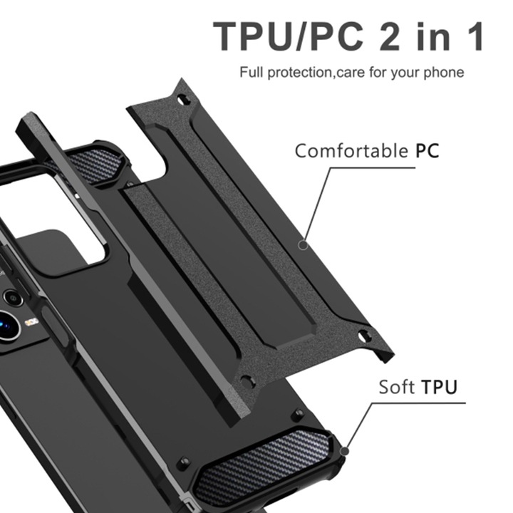 Armor Rugged Case за Huawei Mate 10 Lite, дълготрайна устойчивост, защита от удари, военен стандартен хибриден щит, черен