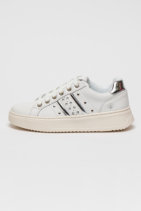 Lumberjck, Evril telitalpú bőr és műbőr sneaker, Fehér/Ezüstszín