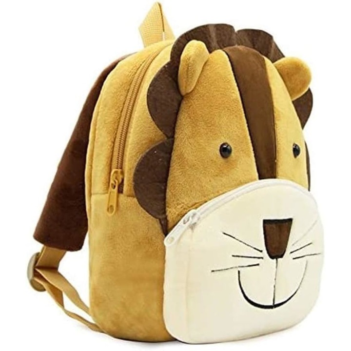 Gyerek hátizsák, Jormftte, Oroszlán mintás, Plus, 24 x 10,5 x 26,5 cm, 1-5 év, Barna