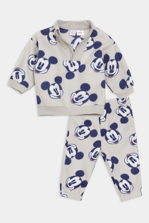 LC WAIKIKI, Trening din material fleece cu model cu Mickey Mouse, Albastru/Gri, 74-80 CM