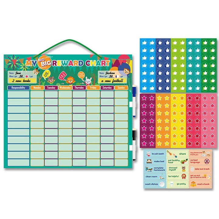 Diagrama Magnetic recompense copii, activitatile zilnice, Codul de conduita educativ, 44x39cm, + 3 ani