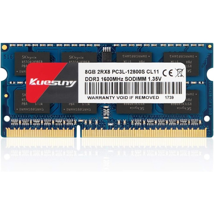 Memorie Laptop Kuesuny 8GB DDR3L 1600 Mhz, Low Voltage 1.35V, CL11