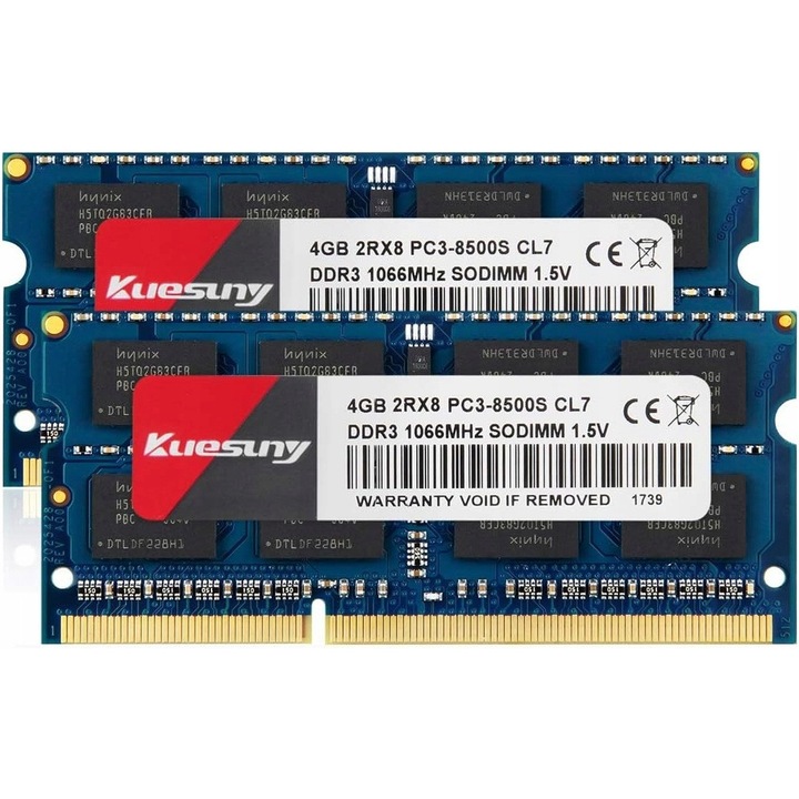 Memorie Laptop Kuesuny 2 X 4GB DDR3 1066 Mhz, 1.5V, CL7