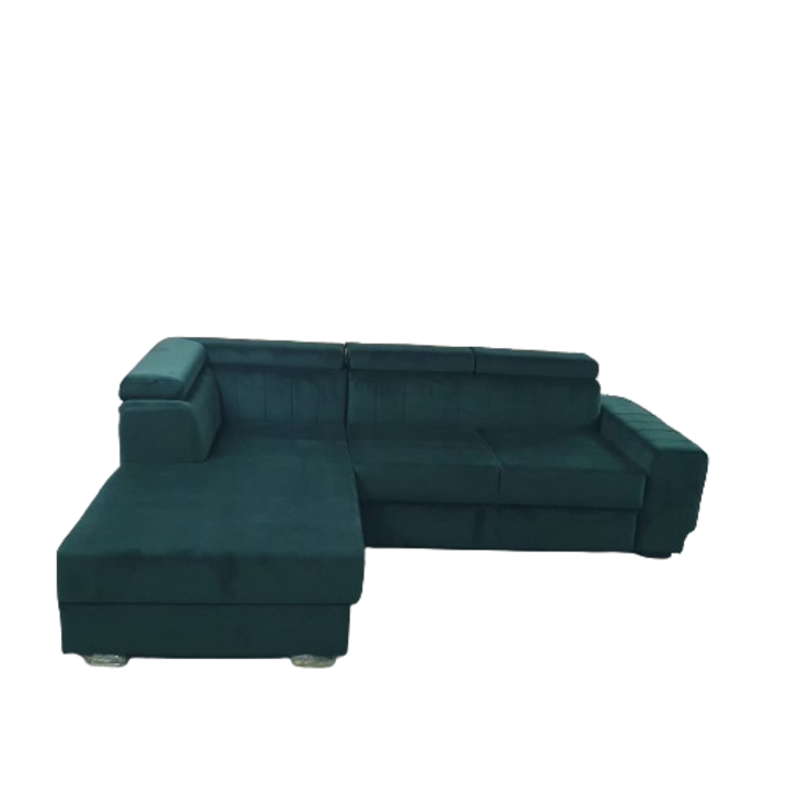 Coltar Riviera extensibil cu tetiere si spatiu depozitare, stanga, 340cmX200cmx85cm louvre green