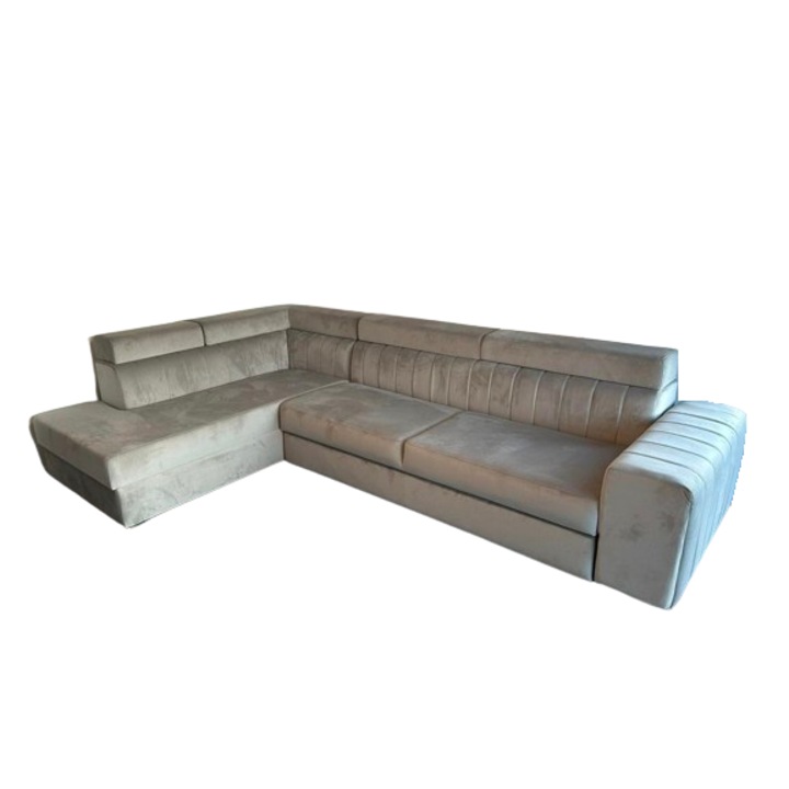 Coltar Riviera extensibil cu tetiere si spatiu depozitare, stanga, 340cmx200cmx85cm genova luna