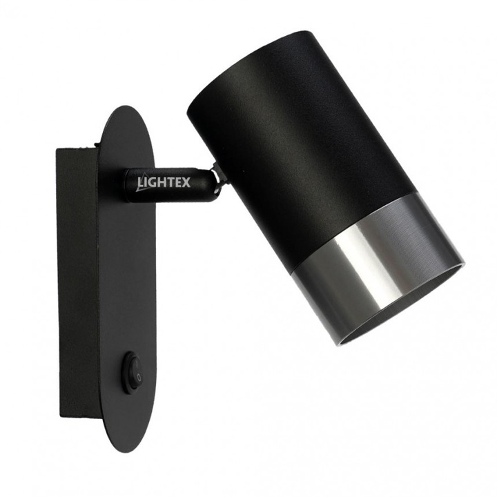 Spot Lightex OSKAR, 1xGU10, Kapcsolóval, 130x60x25mm, Fekete króm