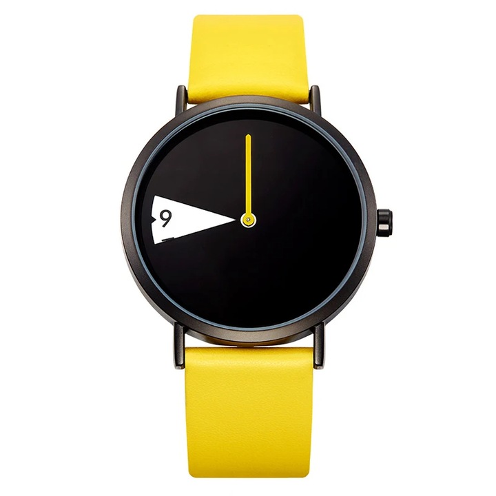 Ceas dama de mana Sinobi Creative Mecanism Japonia Sport Casual Fashion Analog Piele Galben