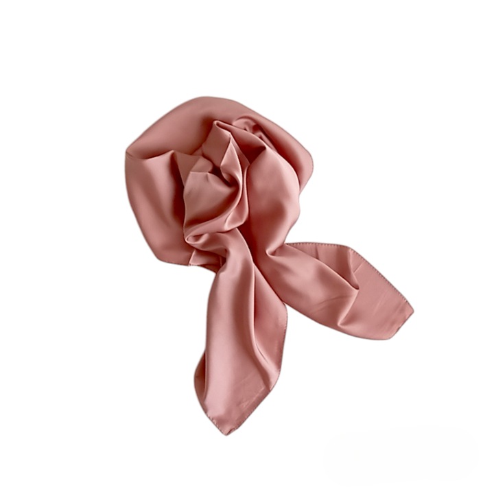 Esarfa dama, tip batic, forma patrata, uni, subtire, Silk Soft Touch, Powder Pinkie, 70x70cm, Roz Pudrat