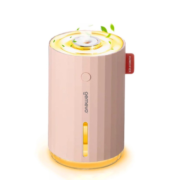 Umidificator de aer Ultrasonic Gemevo® cu Difuzor aromaterapie, pentru Casa, Birou si Masina Culoare Roz