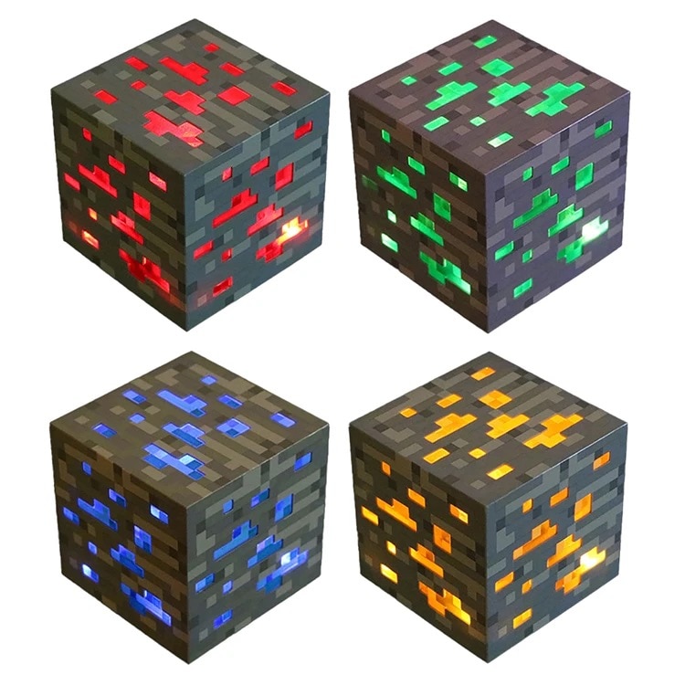 Нощна лампа Minecraft, Premium, щадяща очите светлина, ABS, синя ...