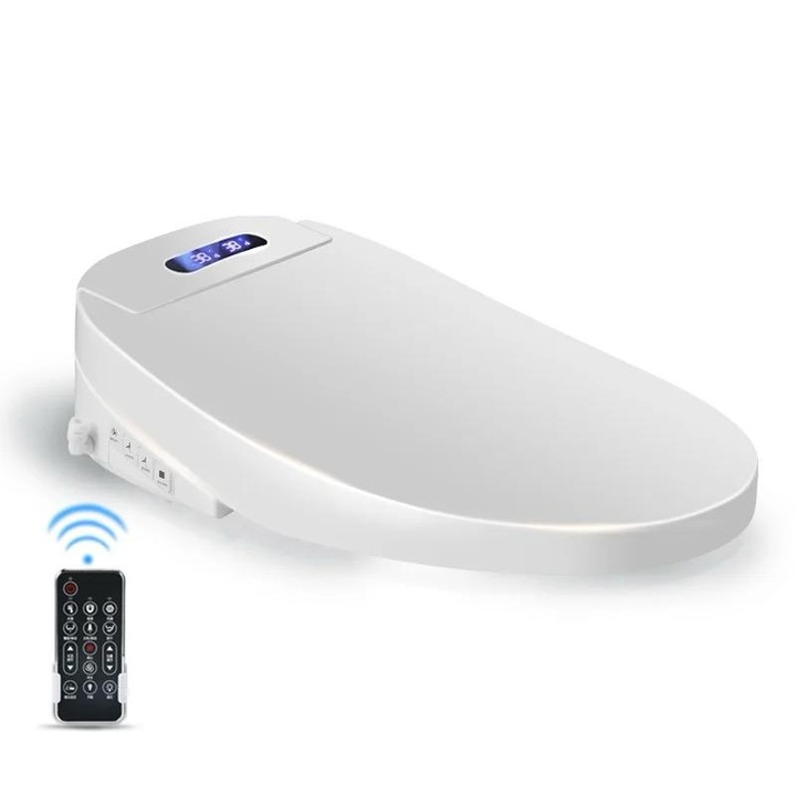 Capac WC cu functie de bideu model lung 49-55cm, cu spalare, uscare, incalzire colac, lumina UV, control din telecomanda