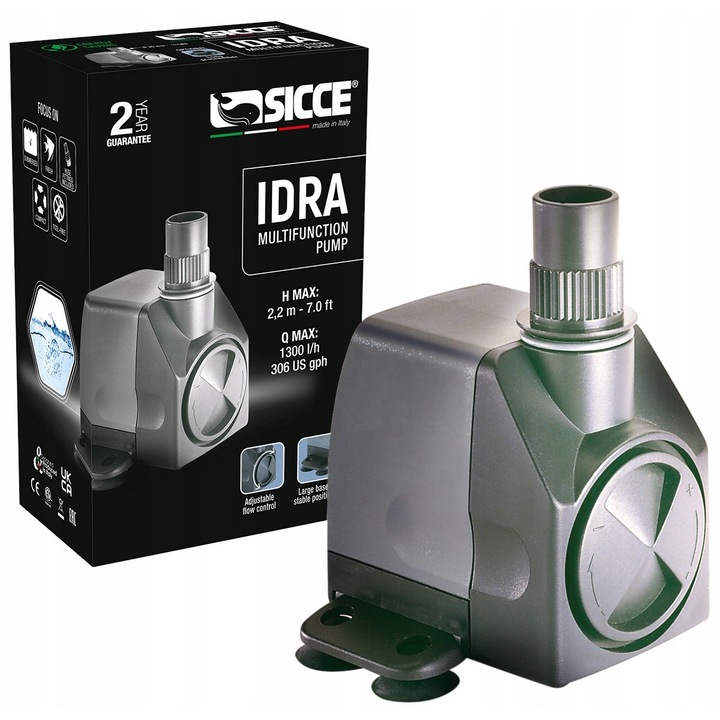 Multifunkciós vízpumpa, Sicce, 1300l/h, 22W, 2,2m, Ezüst
