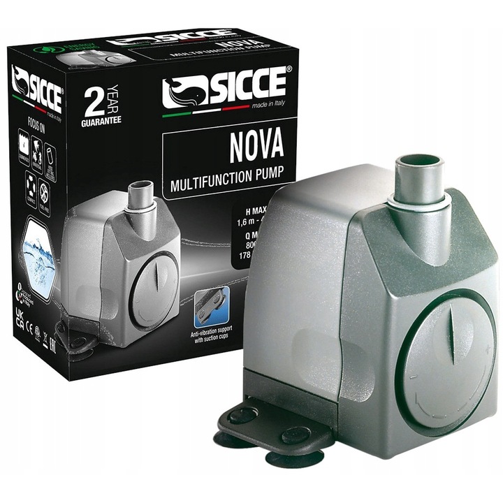 Multifunkciós pumpa, Sicce, 800L/H, 10W, Szürke