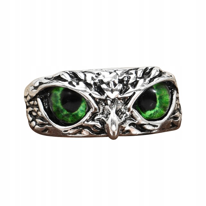 Inel bufnita, Aliaj, Reglabil, Verde/Argintiu