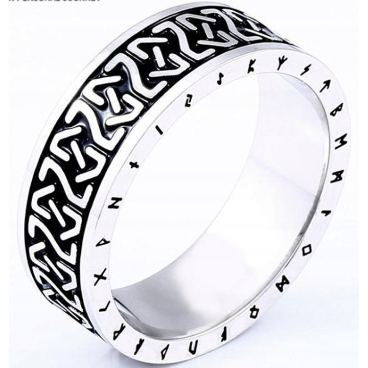 Пръстен с печат Viking, стомана, сребрист