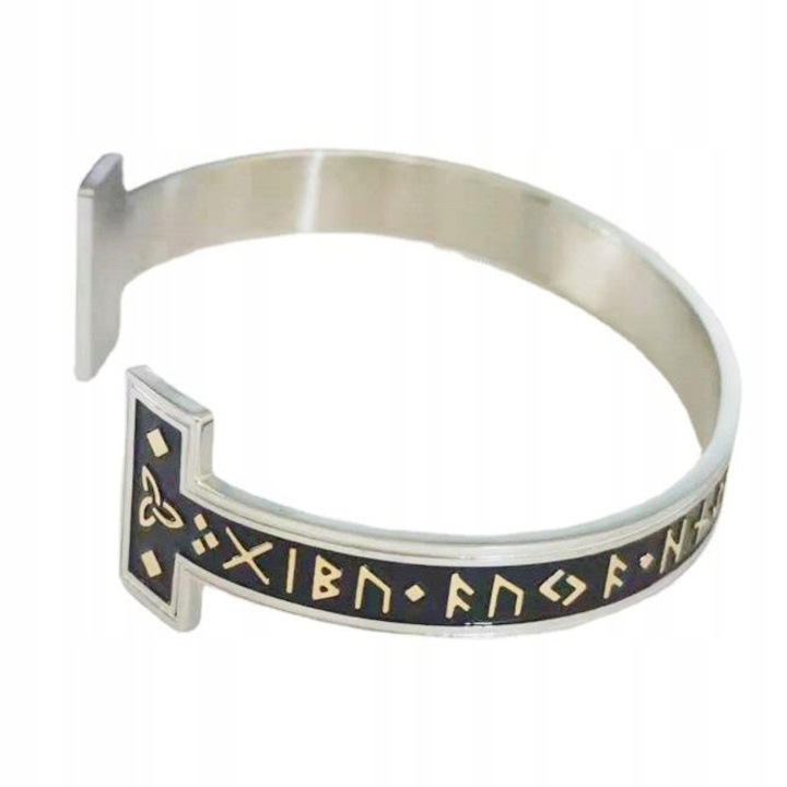 Nordic rúna karkötő, acél, állítható, ezüst/arany