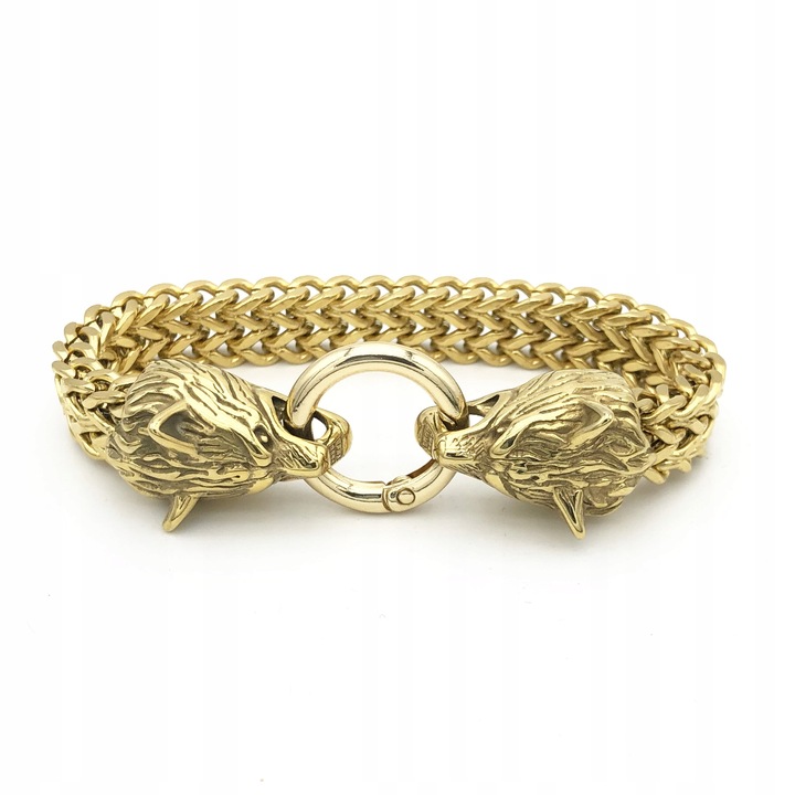 Karkötő északi farkasokkal, rozsdamentes acél, arany