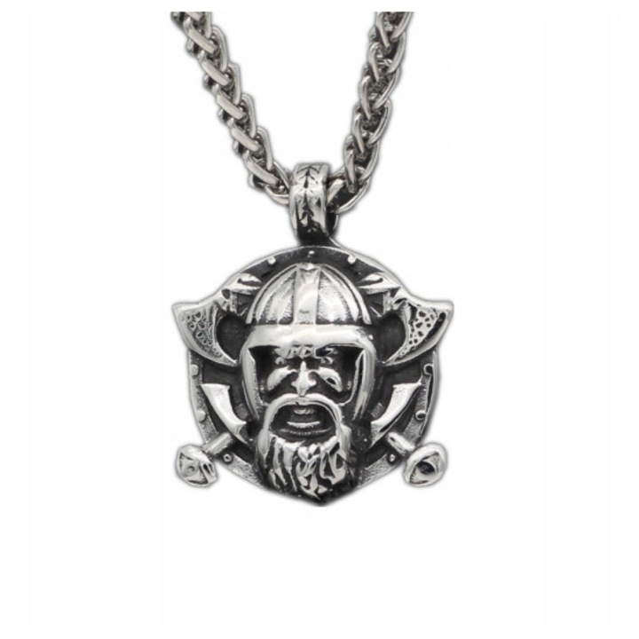 Viking nyaklánc, 60-62 cm, Fém ötvözet, Ezüst