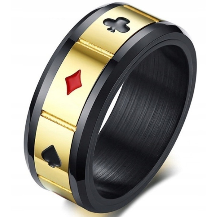 Férfi gyűrű, acél, fekete/arany