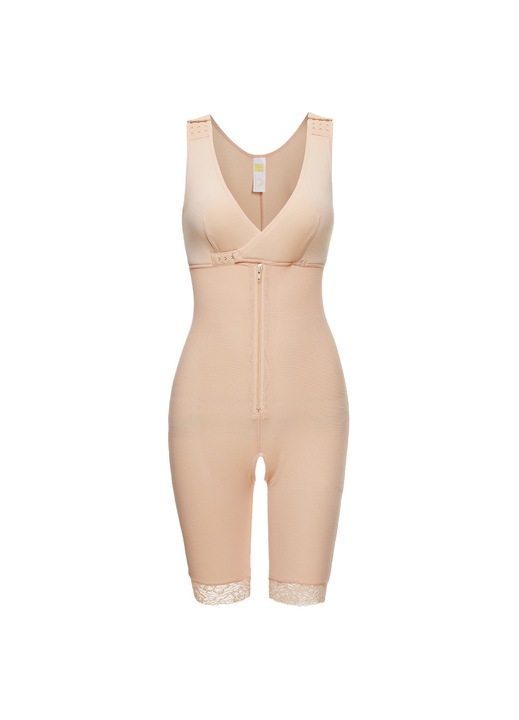 Body modelator S10, ecru, 3XL, nylon si spandex, cu push-up si dantela