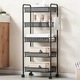 Carucior De Bucatarie, Korbi, Rg26, 26x45x106 cm, Metal Vopsit, 5 Rafturi, Rezistent La Decolorare, Roti Rotative La 360°, Materiale De Inalta Calitate, Negru