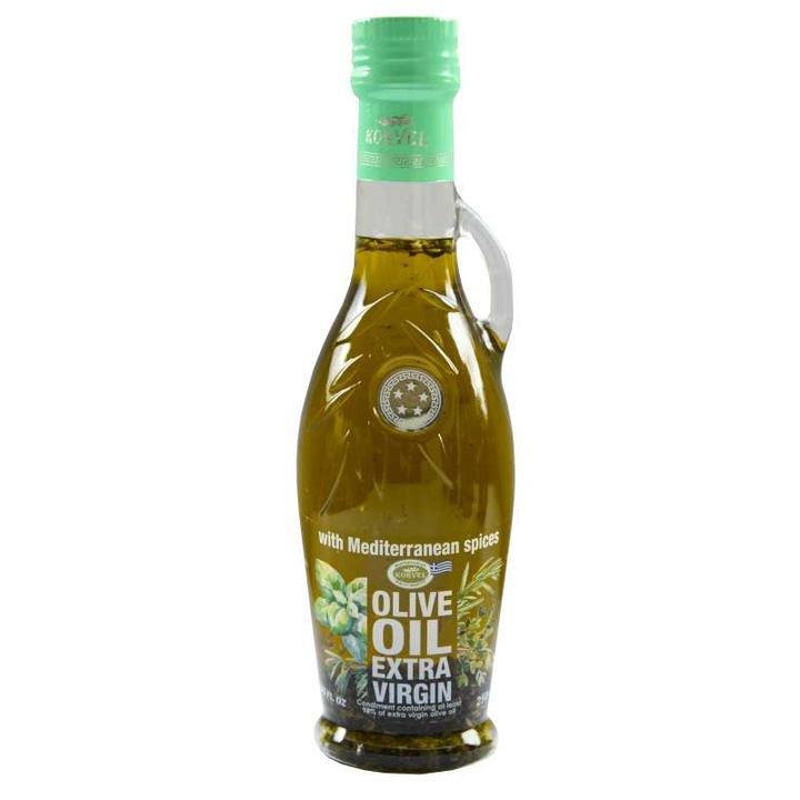 Ulei de masline extravirgin cu ierburi mediteraneene, KORVEL, sticla Amphora, 250 ml
