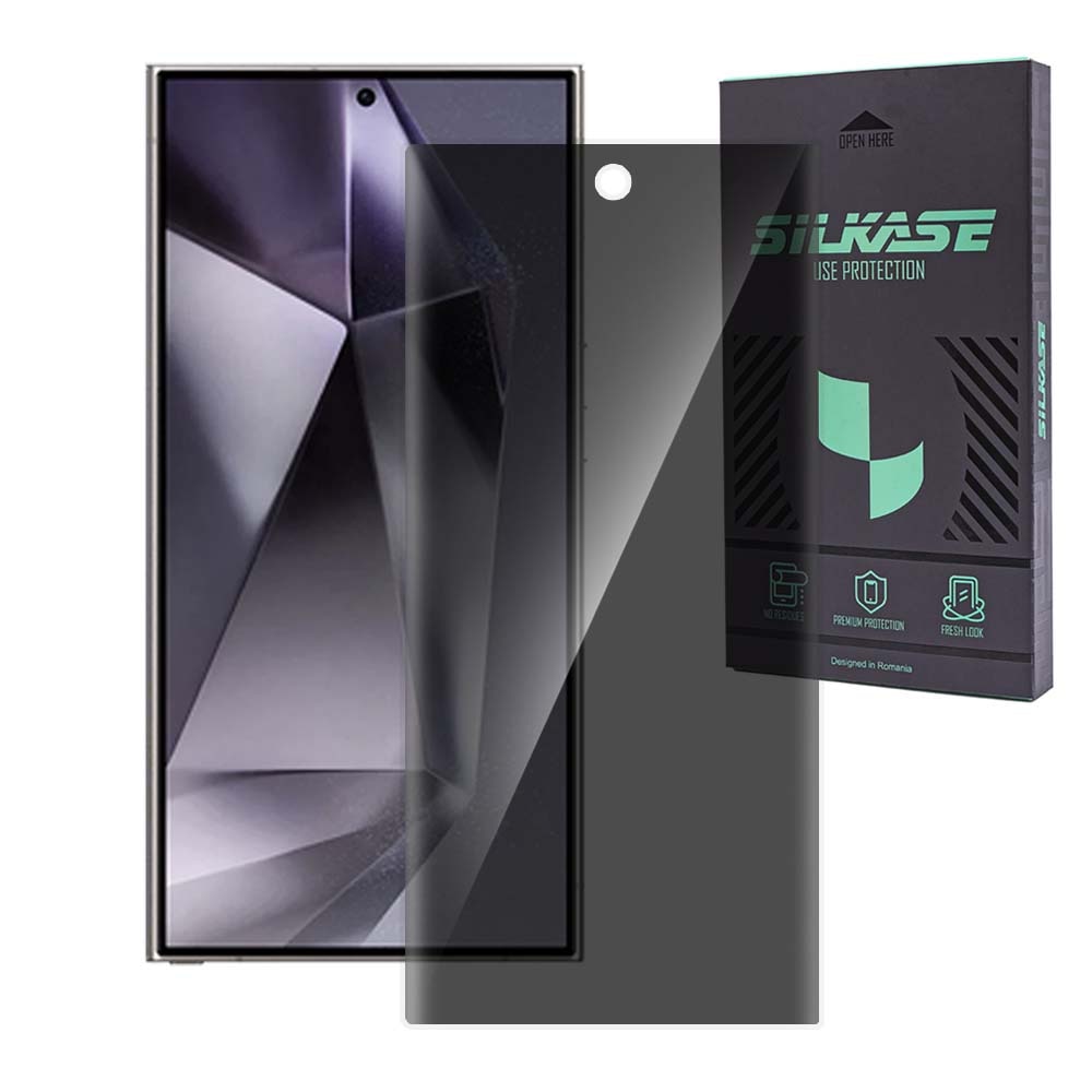 Folie sticla UV privacy SILKASE pentru Samsung Galaxy S24 Ultra, Full Glue,  Full display, negru 