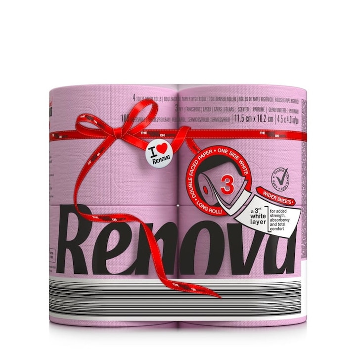 Renova Double Faced 4R világos rózsaszín wc papír