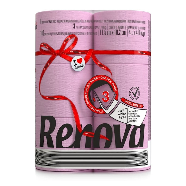 Toalettpapír Renova Double Faced világos rózsaszín 6R
