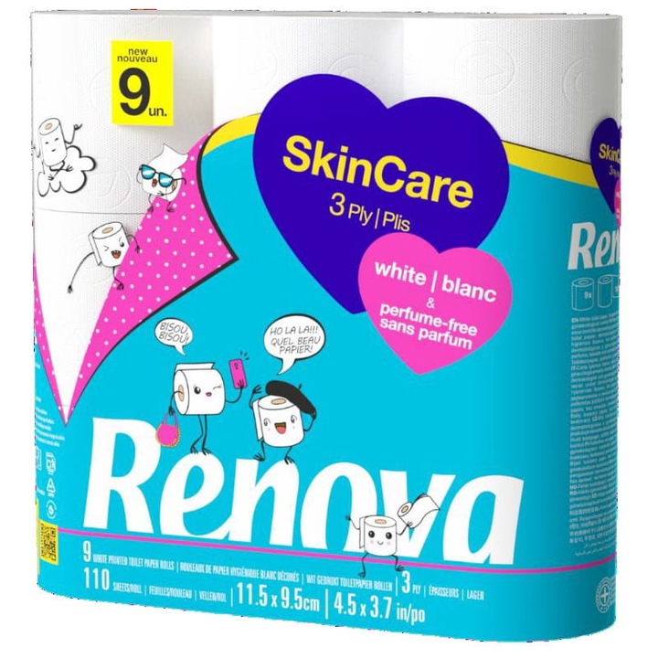 Toalettpapír Renova Skin Care White 9 tekercs