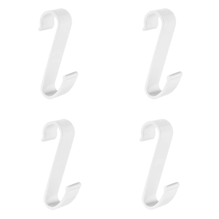 Set 4 carlige multifunctionale din plastic Shopiens® alb, 10.7 cm