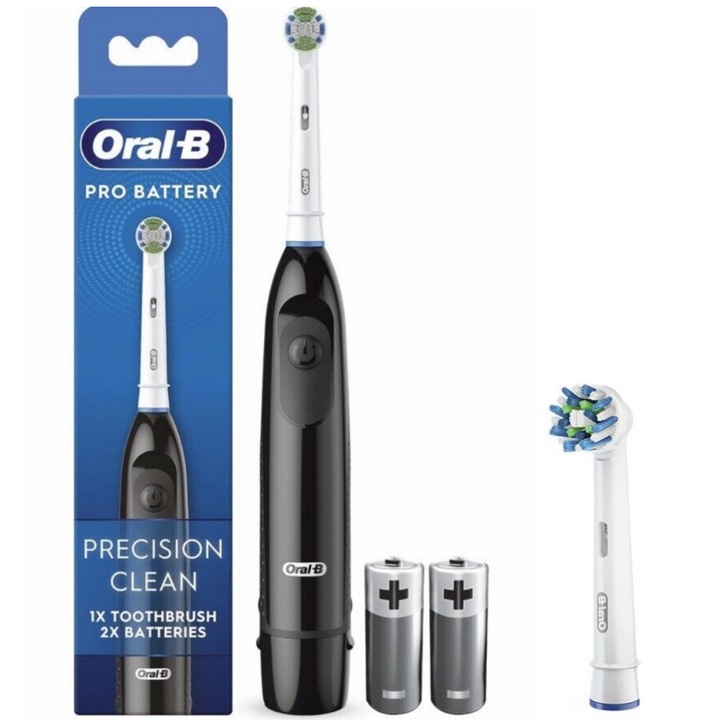 Elektromos fogkefe akkumulátorral Oral B Pro Battery DB5, Precision Clean, 2 fej, fekete