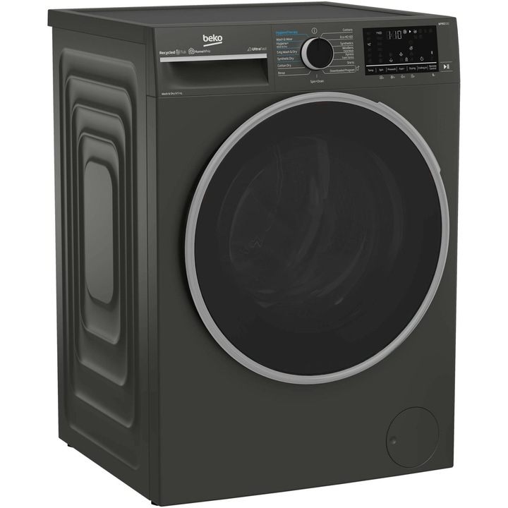 Пералня със сушилня Beko B5DFT58442M, Пране 8 кг, Сушене 5 кг, 1400 об/мин, Клас A, HygieneTherapy, SteamCure, HomeWhiz, ProSmart Inverter Motor, AddXtra, Сив