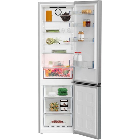 Хладилник с фризер Beko B5RCNA406HXB1, 355 л, No Frost, Клас C, AeroFlow, HarvestFresh, MaxStore, H 203.5 см, Metal Look