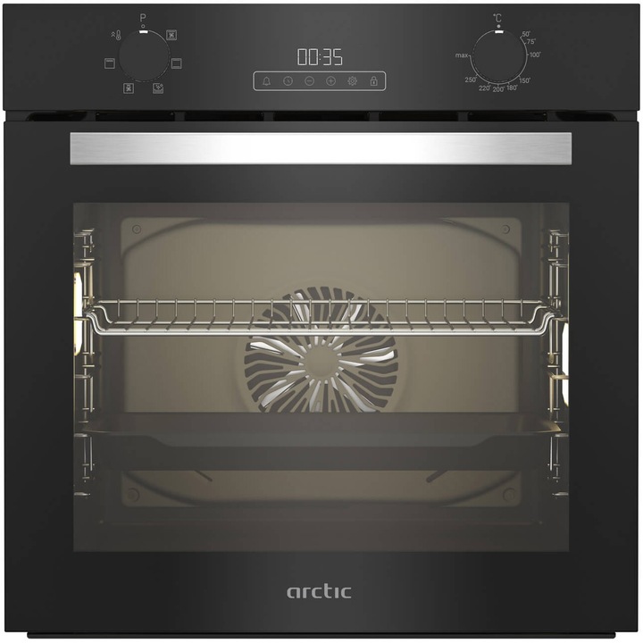 Фурна за вграждане Arctic ARVIE1430BM, Електрическа, 71 л, Каталитично самопочистване, Дигитален таймер, Грил, Клас А, Черен