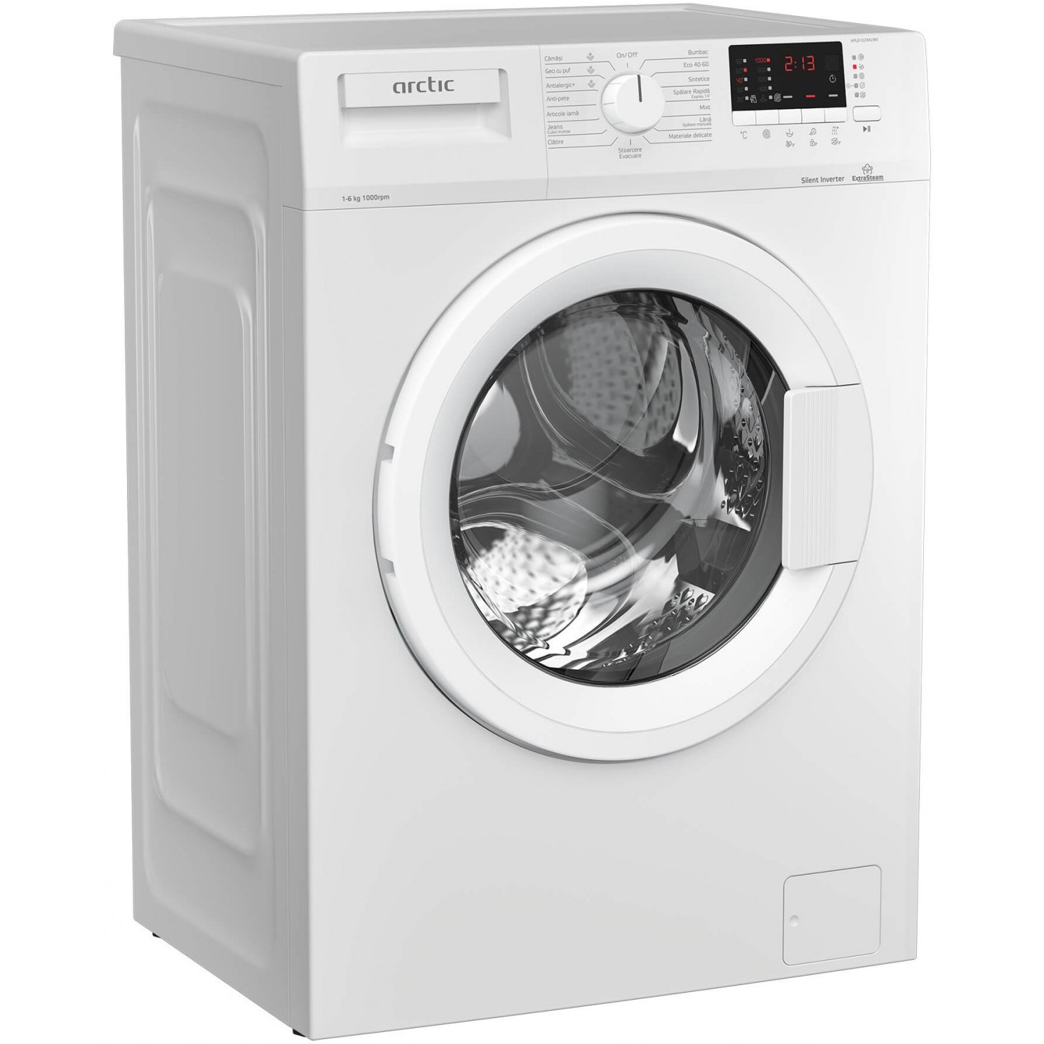 Masina de spalat rufe Arctic APL61024XLW0, 6 Kg, 1000 RPM, Clasa D, Motor Silent Inverter, ExtraSteam, Add-In Fast+, Alb