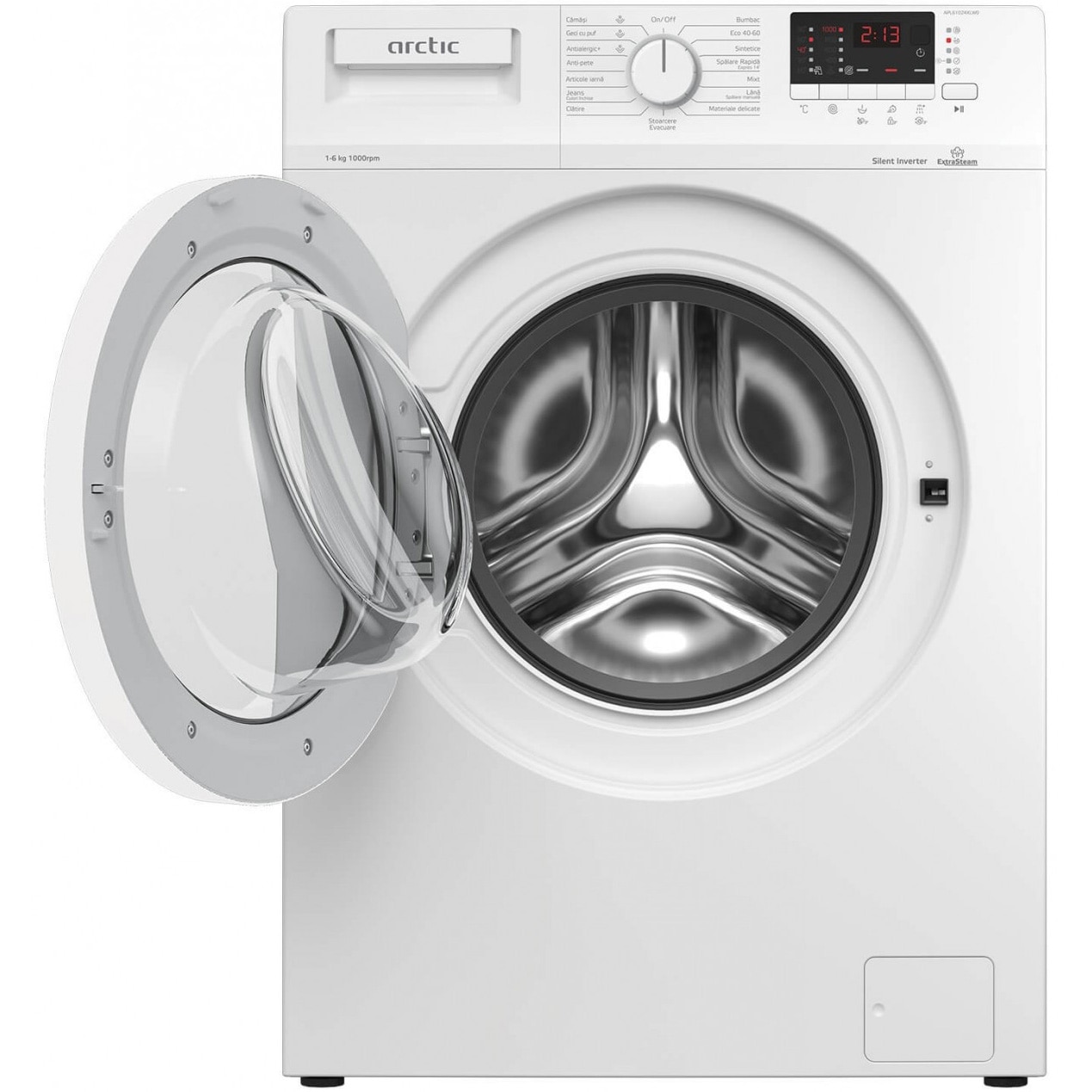 Masina de spalat rufe Arctic APL61024XLW0, 6 Kg, 1000 RPM, Clasa D, Motor Silent Inverter, ExtraSteam, Add-In Fast+, Alb