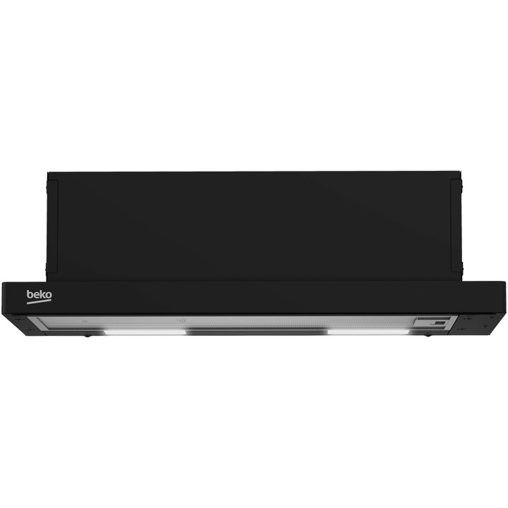 Абсорбатор за вграждане Beko HNT61310BH, Телескопичен, Мощност на абсорбция 300 м3/ч, 3 степени на скорост, LED осветление, 60 см, Черен