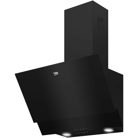 Hota incorporabila decorativa Beko BHCA62422BBH, Putere de absorbtie 400 mc/h, Afisaj electronic, Iluminare LED , Touch Control, 59.5 cm, Negru Sticla