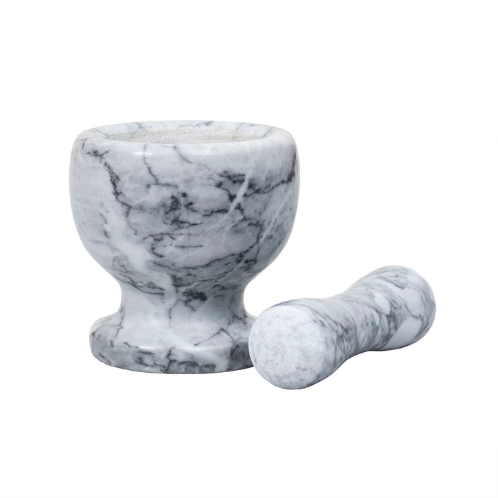 Хаванче с пестик, мрамор, диаметър 10см, височина 10,5см, сиво / ZTS 8045