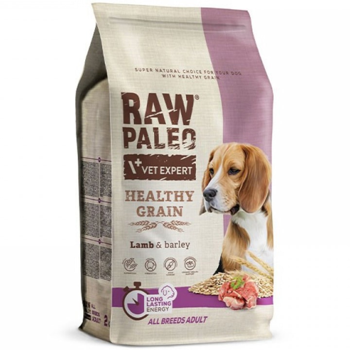 Hrana uscata pentru caini Raw Paleo Healthy Grain, Miel & Orz, Adult, 10Kg