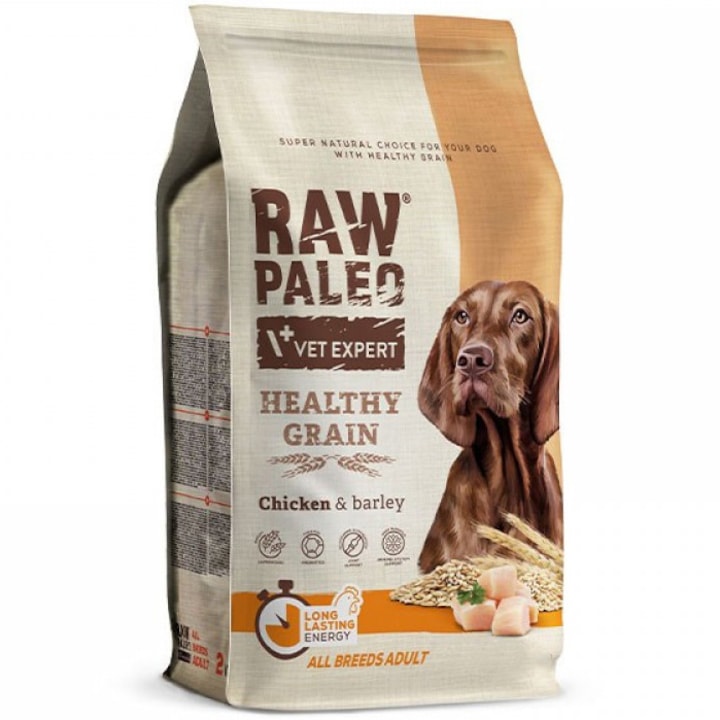 Суха храна за кучета Raw Paleo Healthy Grain, Пилешко и ечемик, Adult, 10 кг