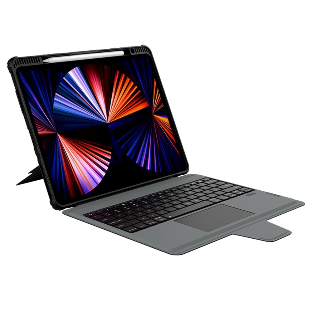 Husa tableta, Nilkin, Compatibila cu iPad Pro 12.9 2020/2021/2022, Cu tastatura, Negru