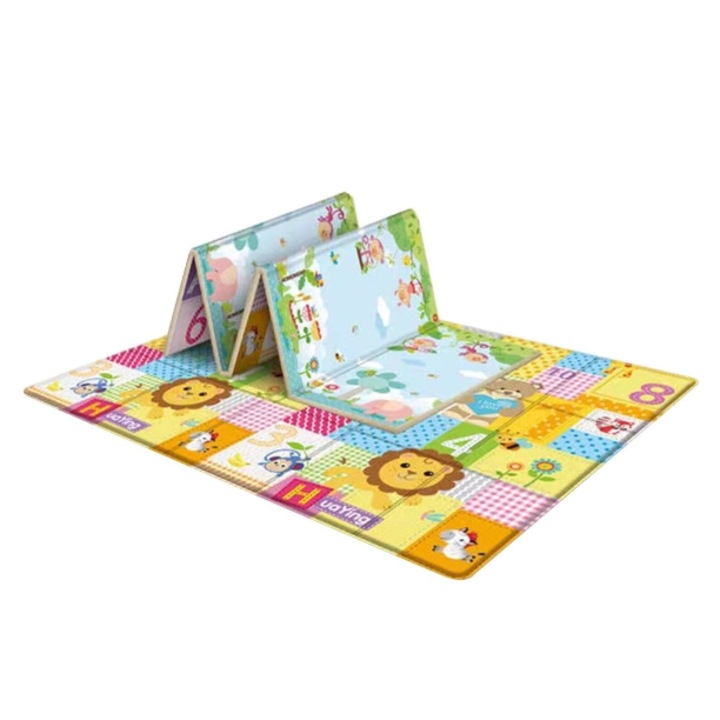 Összecsukható játszószőnyeg, L@ka, Termikus, Csúszásmentes, Oktató és interaktív, 2 oldallal, Megfordítható, Többszínű, 180x150x1 cm