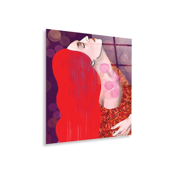 Tablou Sticla Acrilica Plexiglas, Red Hair Woman, 50x60 cm