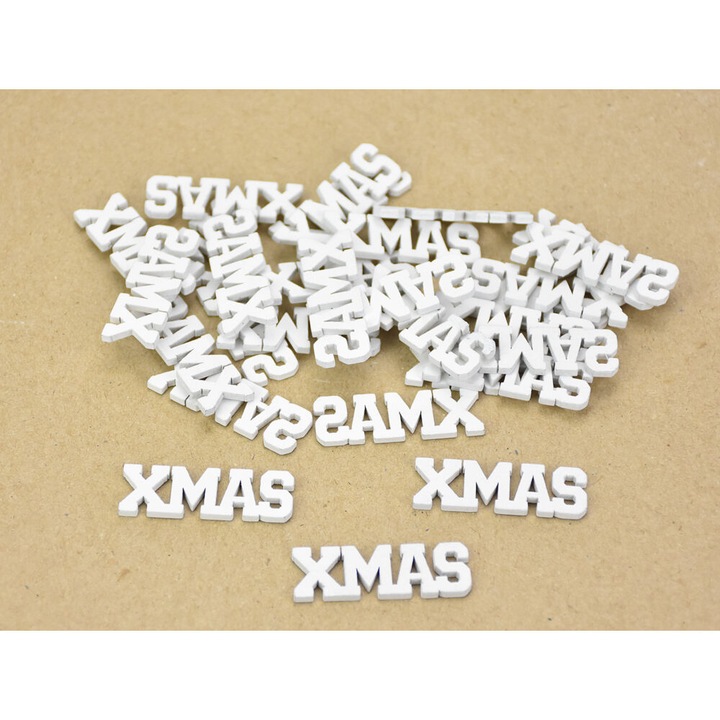 Litere de Craciun mini alb 30 buc/pachet