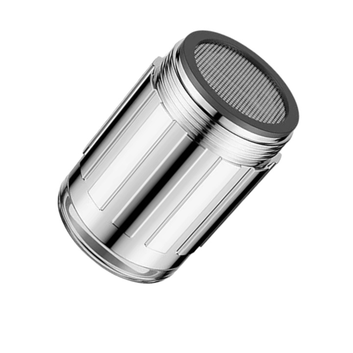 Aerator LED colorat pentru bateria lavoar cu un jet apa si atasare direct la pipa bateriei
