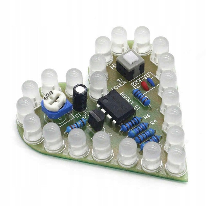 Inima LED pulsatorie, 4 - 6 V, 22 diode