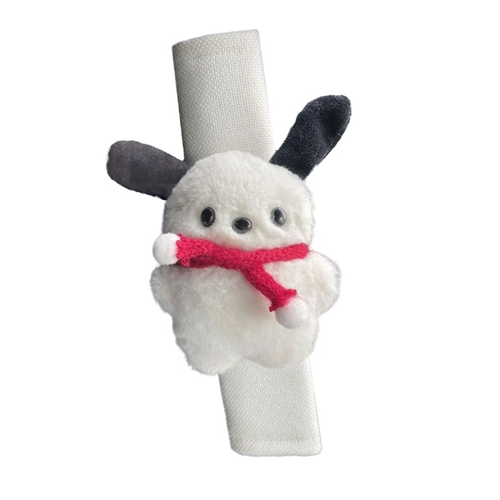 Husa de protectie pentru centura de siguranta auto, pentru copii, model lumea animalelor, din material textil, prindere cu scai velcro, ursulet cu fular, rosu, EFAYN